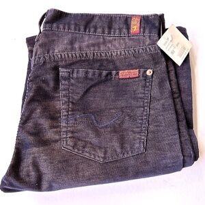 7 For All Mankind Faded Indigo Thin Wale Bootleg Corduroy Jeans, Size 30 NWT